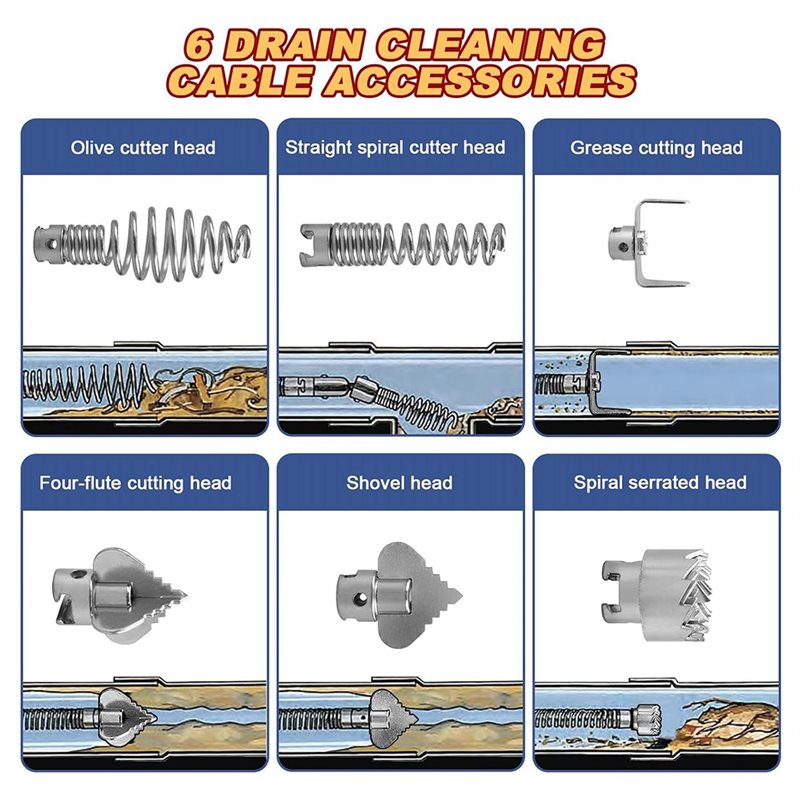 Drain Snake Flexible - เครื่องมือทำความสะอาดท่อ DT17 แบบยืดหยุ่น สำหรับกำจัดสิ่งอุดตันในท่อระบายน้ำ ความยาว 16.4